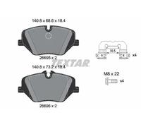 Textar Plaquettes de frein avant 2669501 – Jeu de 4, 18,4 mm, préparées pour l'indicateur d'usure