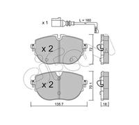 Plaquettes de frein 822-1321-0 CIFAM pour VW MULTIVAN T6 TRANSPORTER T6 Fourgon