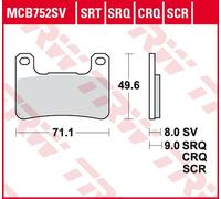 Jeu de garnitures de frein, frein à disque LUCAS TRW MCB752