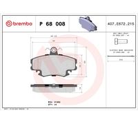Jeu de plaquettes de frein BREMBO P 68 008, avant