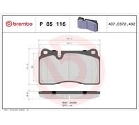 PLAQUETTES DE FREIN BREMBO - P 85 116