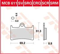 Plaquettes de frein en métal fritté Sv Trw Yamaha Mcb611