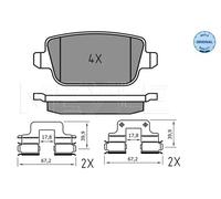 Meyle Kit de plaquettes de frein 025 245 3716 Arrière pour Volvo et Land Rover OE 30671576