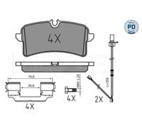 Meyle Plaquettes de frein essieu arrière 025 246 4317/PD pour Audi, Porsche