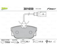 VALEO Plaquettes de frein Essential 301650 – Jeu de 4, essieu arrière, certifiées ECE-R90