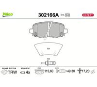 Plaquettes de frein Essieu arrière 302166A VALEO
