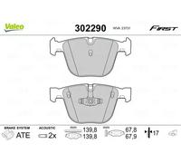 Valeo Plaquettes de frein First 302290 – Jeu de 4, essieu arrière, accessoires montés