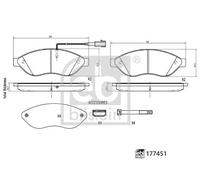 Plaquettes de frein Essieu avant 177451 FEBI BILSTEIN pour FIAT PEUGEOT CITROËN