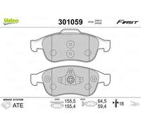 Valeo Plaquettes de frein First 301059 - Jeu de 4, essieu avant, accessoires montés