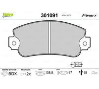 VALEO Plaquettes de frein Essential 301091 – Jeu de 4, essieu avant, certifiées ECE-R90