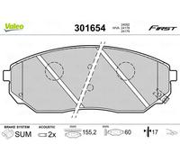 Valeo Plaquettes de frein 301654 First – Jeu de 4, essieu avant, accessoires montés