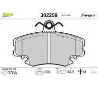 VALEO Plaquettes de frein Essential 302259 – Jeu de 4, essieu avant, certifiées ECE‑R90