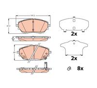 TRW Plaquettes de frein GDB2290 avant avec indicateur d'usure et accessoires