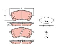 Plaquettes de frein GDB2345 TRW pour TOYOTA COROLLA A trois volumes