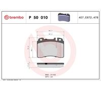 Plaquettes de Frein Kit, à Disque Axial Avant pour Mercedes-Benz 124 190 CL ,
