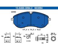 Plaquettes de Frein Kit, Frein à Disque Axial Avant pour VW Craft Grand