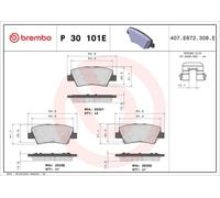 Kit de plaquettes de frein, frein à disque BREMBO P 30 101E