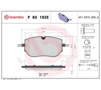 Plaquettes de frein P 85 192E BREMBO