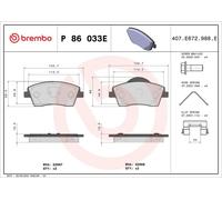 Kit de plaquettes de frein, frein à disque BREMBO P 86 033E