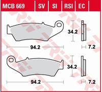 Jeu de plaquettes de frein TRW MCB669 sans homologation routière