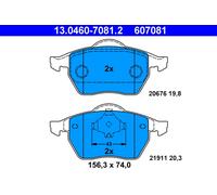 ATE Jeu de garnitures de frein 13.0460-7081.2 Avant pour Audi Seat Skoda VW