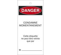 Plaquettes d'inspection - Danger : Condamné Momentanément - Polyester Souple - Lot de10 - 50 x 110 mm