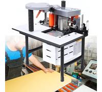 Plaqueuse de chant portable pour bords courbes et droits | Double tension 110 V/220 V | Vitesse réglable jusqu'à 5 m/min | Poignées de 10 à 60 mm | Outil de travail du bois