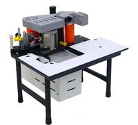 Plaqueuse de chants portable, 1200 W Machine à rogner, courbe à angle droit, plaqueuse de chants droite. Système d'encollage double face, réglable en hauteur(White)