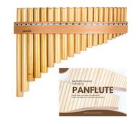 Plaschke - Flûte de pan en bambou - Avec 20 tubes, Do majeur, lanières en bois, étui et livret - Fabriquée à la main - Instruments du Tyrol du Sud / Italie