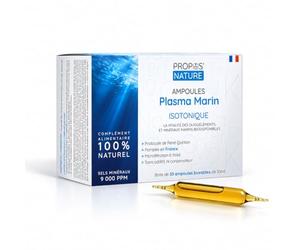 Plasma Marin Isotonique - 9000 ppm - Protocole Quinton - Pompé dans Un site Naturel Filtrée à 0,2micron à Froid - 30 Ampoules de 10 ML - PROPOS'NATURE