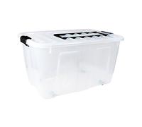 Plast Team 22290800 empilables Pratique, Grande Boite, Env. 70 L, avec roulettes et poignée Rabattable pour Tirer