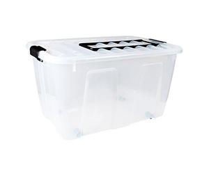 Plast Team 22290800 empilables Pratique, Grande Boite, Env. 70 L, avec roulettes et poignée Rabattable pour Tirer
