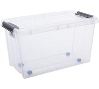 plast team Boîte de rangement PROBOX à roulettes 70 litres transparente