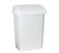 Plast Team Poubelle avec Couvercle basculant, 15 l, Blanc, Taille Unique
