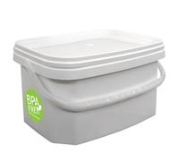 plasteo® 1 seau rectangulaire de 5 litres avec couvercle blanc, sans BPA, empilable, polyvalent, organisation, stockage des aliments, des liquides, avec anse hermétique et anti-fuite