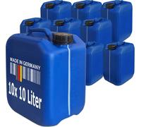 plasteo® 10 bidons de 10 litres Bidons d'eau Bidons de camping avec bande de visibilité Sans danger pour les aliments BPA libre gastronomie commerce camping caravane