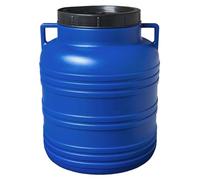 plasteo Baril à col large 20 litres avec couvercle et poignée, rond, bleu, convient pour la nourriture et sans BPA, en plastique, universel, bleu