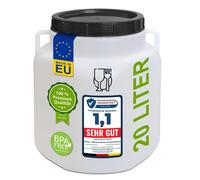 plasteo® Fût à col large de 20 litres, nature, avec couvercle et poignées, qualité alimentaire, sans BPA Campingtonne Tonneau à choucroute Tonneau pour aliments pour animaux avec couvercle vissé