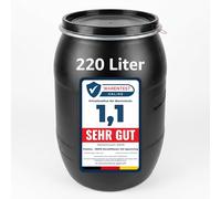 plasteo Fût à col large de 220 l avec couvercle - Fût en plastique HDPE noir