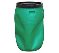 plasteo Fût à col large de 220 litres avec couvercle à écrou, produit de second choix, avec bosses, polyéthylène haute densité, sans BPA, adapté à un usage alimentaire, polyvalent comme tonneau à