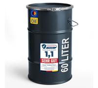 plasteo® Hobbock Fût en acier de 60 litres avec couvercle - Gris anthracite - Homologation ONU - Fabriqué en Allemagne - Stockage et transport - Robuste et stable - Fermeture hermétique