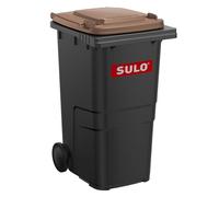 plasteo Sulo Mini poubelle de 240 l, grise, avec couvercle marron, pour le rangement, les ordures de table, porte-stylos, jouets, objet de collection
