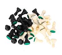 Plastic Chess Pieces, International Chess 32 Pieces in Total Complete Chessmen Set Portable Game Sets for Indoor Outdoor (Medium King Height 64 mm)