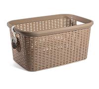Plastic Forte Panier à linge, Paniers à linge, Sac à linge rectangulaire style osier Pongo tout en plastique Disponible en 4 couleurs au choix 53,5 x 36 x 26,5 cm (Marron)