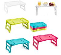 PLASTIC FORTE Plateau avec Pieds Table Pliable pour Petit Déjeuner ou Repas dans le Lit 51 x 33 cm Taille unique, Couleurs Assorties