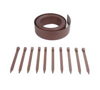 Plastic Garden Border, Wood Grain Pattern Flat PE Landscape Edging Kit with Fixing Nails, 10M Flexible Lawn Edging for Gardens, Lawns, Pathways, Recycled Material Desi (Dark Brown)