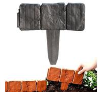 Plastic Garden Retaining Fence, Interlocking Flower Bed Border, Recinzione da Giardino Effetto Pietra, Weatherproof Decorative Lawn Border, No Dig for Yard, Patio, Garden Path (Black,20Pcs)