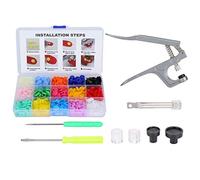 Plastic Snap Fasteners 15 Color Set | Hand Press Tool for Clothing/Infant Diapers/Bibs | 150 Snap Buttons Kit with Pliers & Accessories | Iron Material Secure Hold