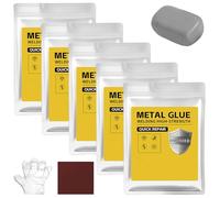 Plastic Steel Mud Iron Glue, 160g Welding-Like Adhesive, Heat&Waterproof Sandable Epoxy Glue for Metal Repair, Wall Hole Filling,Plastic/Wood/Ceramic Fixing,High-Strength Auto Body Filler (Gray,5PCS)