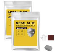 Plastic Steel Mud Iron Glue, 160g Welding-Like Adhesive, Heat&Waterproof Sandable Epoxy Glue for Metal Repair, Wall Hole Filling,Plastic/Wood/Ceramic Fixing,High-Strength Auto Body Filler (Gray,2PCS)